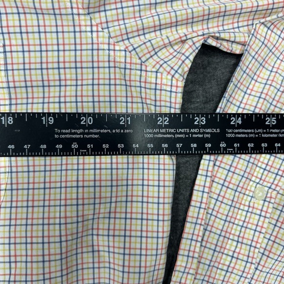 Sid Mashburn Shirt Mens M Red Blue Yellow Check Long Sleeve Button Up Preppy - Picture 8 of 9